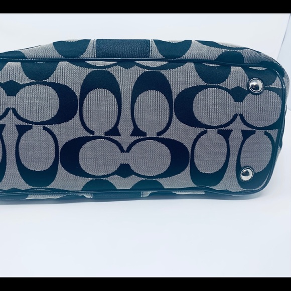 Coach Canvas Signature Print Stripe Shoulder Bag - Picture 11 of 16